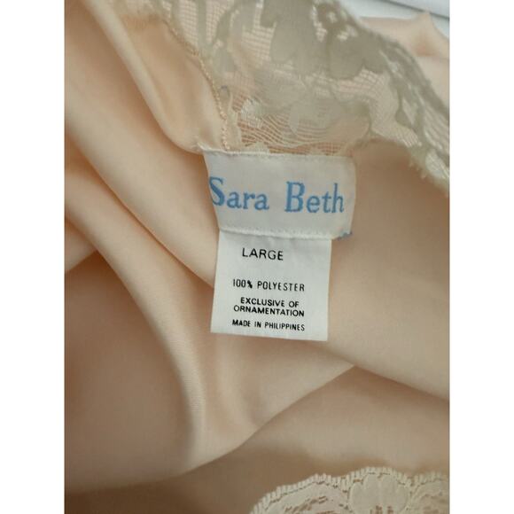 Vtg Sara Beth Slip Lace Beaded Nightgown Sz L Pink Ballet Bridal Coquette Dress - Picture 6 of 7